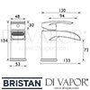 Bristan Glide Waterfall Basin Mixer without Waste Tap Dimensions